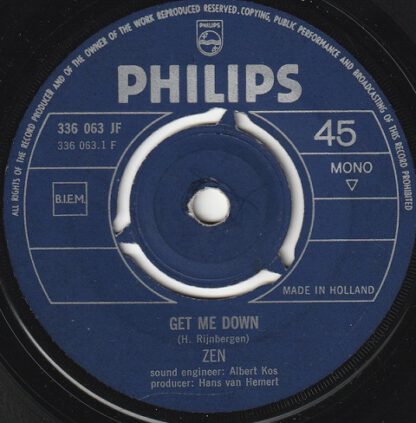 Zen ‎– Get Me Down / Wayfairing Stranger (7"si NL 1969) - Image 3