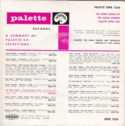 The Adam Singers ‎– Six More Songs (7"EP NL 1960) - Image 2