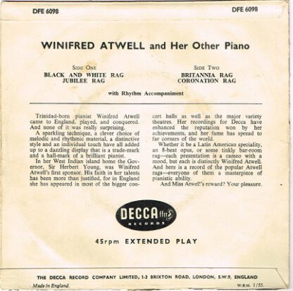 Winifred Atwell ‎– Winifred Atwell and her other piano (7"EP UK 1955) - Image 2