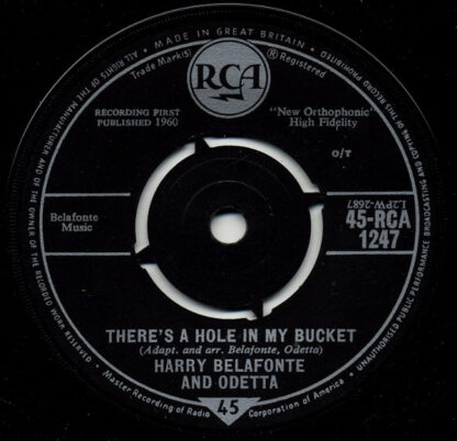 Harry Belafonte and Odetta ‎– There's a Hole In My Bucket (7"si UK 1960) vg++