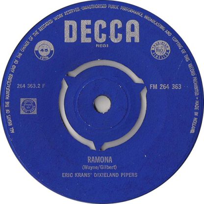 Eric Krans' Dixieland Pipers ‎– O Sole Mio (It's Now Or Never) / Ramona (7"si NL 1961) with wrong label a-side!! - Image 3