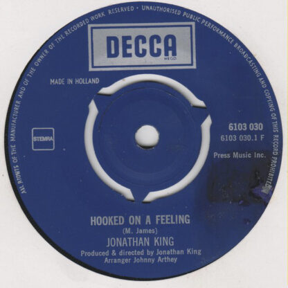 Jonathan King ‎– Hooked on a Feeling (7"si NL 1971) - Image 3