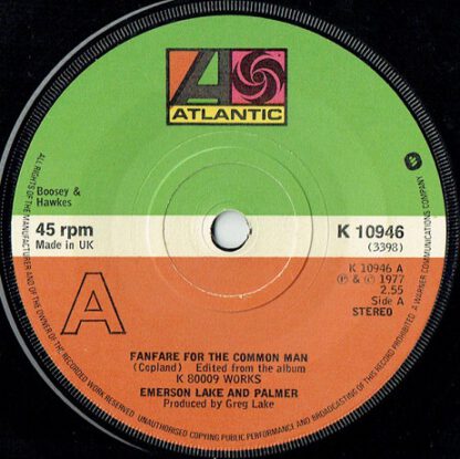 Emerson, Lake & Palmer ‎– Fanfare for the Common Man (7"si UK 1977) - Image 3