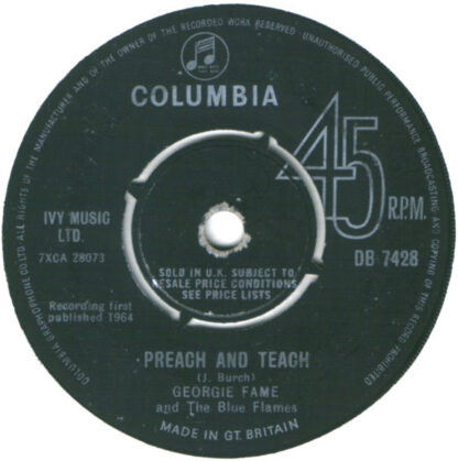 Georgie Fame and The Blue Flames ‎– Yeh, Yeh (7"si UK 1964) vg+/vg+ - Image 2