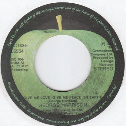 George Harrison ‎– Give Me Love (Give Me Peace On Earth) 7"si NL 1973
