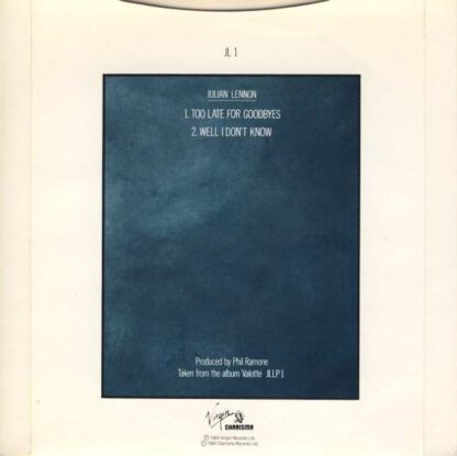 Julian Lennon ‎– Too Late For Goodbyes (7"si UK 1984) - Image 2