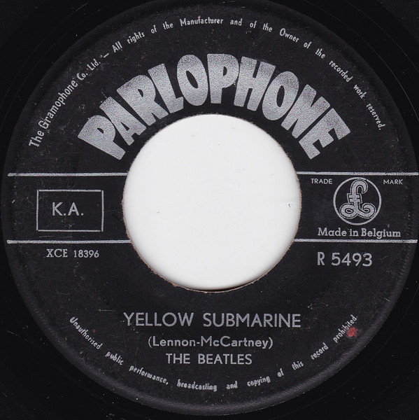 The Beatles – Yellow Submarine / Eleanor Rigby (7"si Belgium 1966)