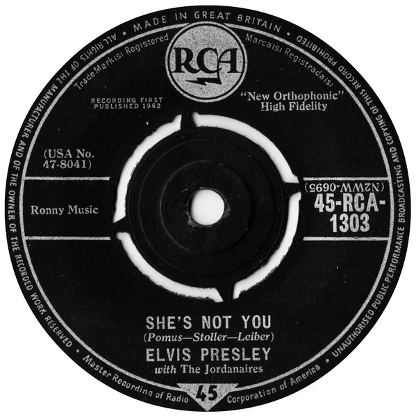 Elvis Presley – She's Not You / Just Tell Her Jim Said Hello (7"si UK 1962) g+