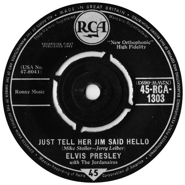 Elvis Presley – She's Not You / Just Tell Her Jim Said Hello (7"si UK 1962) g+ - Image 2