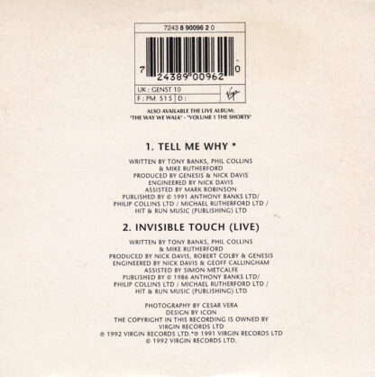 Genesis ‎– Tell Me Why / Invisible Touch (live) CD-si Austria 1992 - Image 2