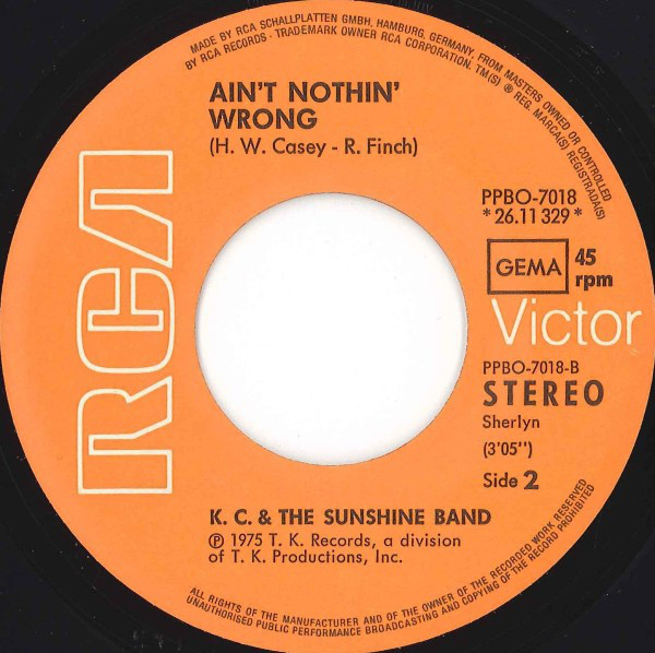 K.C. and The Sunshine Band - That's the Way (I Like It) 7"si Germany 1975 - Image 3