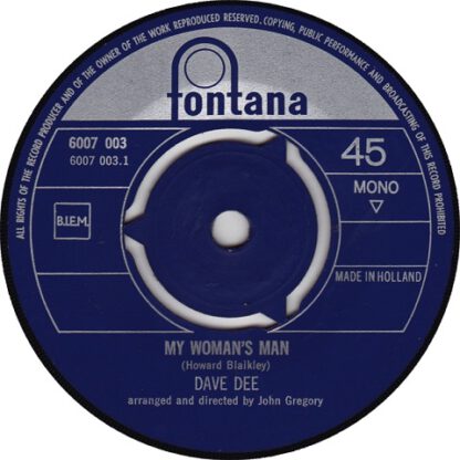 Dave Dee ‎– My Woman's Man (7"si NL 1970) - Image 3