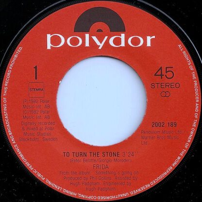 ABBA's Frida ‎– To Turn the Stone (7"si NL 1982) Co-produced by Phil Collins - Image 3
