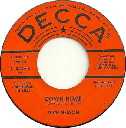 Rick Nelson ‎– Fools Rush In / Down Home (7"si US 1963) Extremely Rare Promotion Copy with Picture Sleeve!!! nm/vg++ - Image 4
