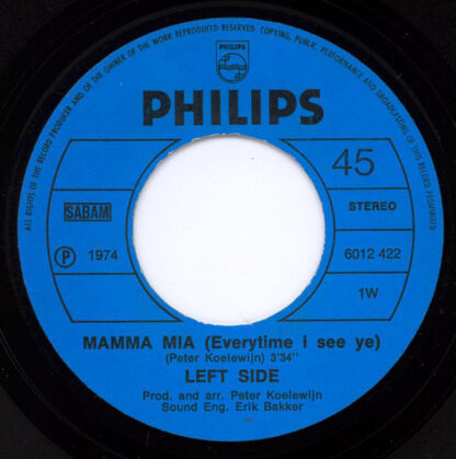 Left Side ‎– Mamma Mia (7"si Belgium 1974) nm/nm - Image 3