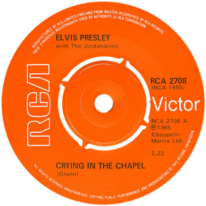 Elvis Presley ‎– Crying In The Chapel (7"si UK 1977, reissue) vg++/vg+ - Image 3