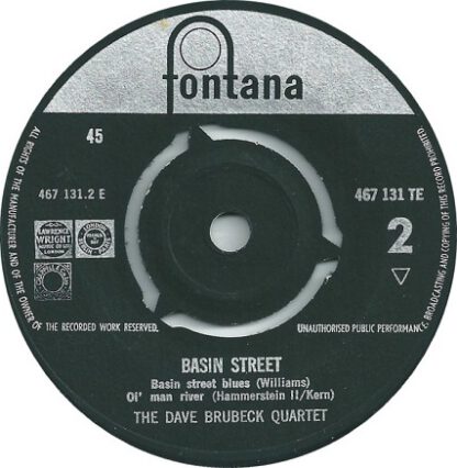 The Dave Brubeck Quartet ‎– Basin Street (7"EP NL 1961) - Image 4