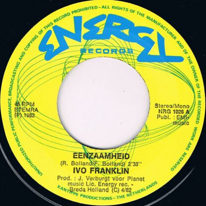 Ivo Franklin ‎– Eenzaamheid (7"si NL 1982) - Image 2