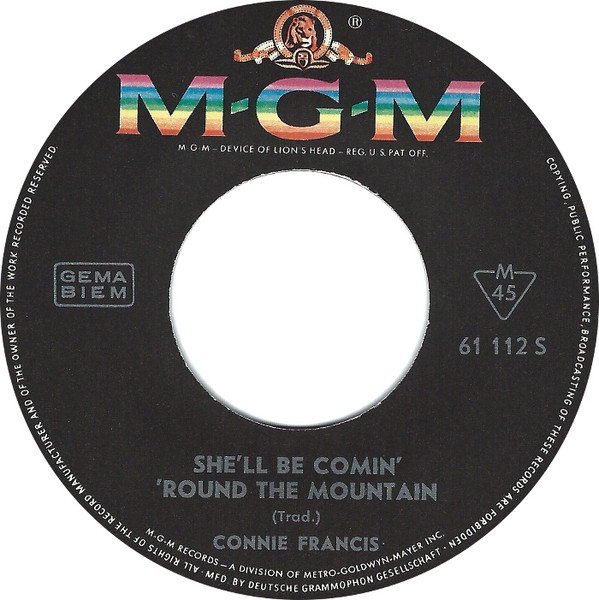 Connie Francis – For Mama / She'll Be Comin' 'Round the Mountain (7"si Germany1965) - Image 2