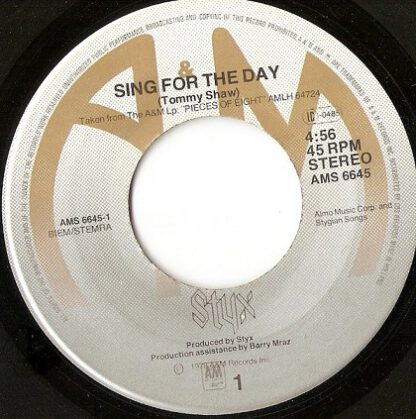 Styx ‎– Sing for the Day (7"si NL 1978) vg+++/g - Image 3