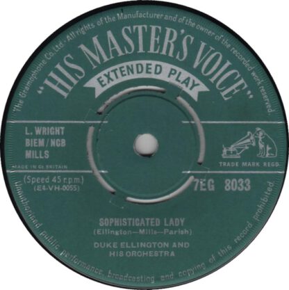 Duke Ellington ‎and His Orchestra – Sophisticated Lady / Skin Deep (7"EP UK 1954) - Image 2