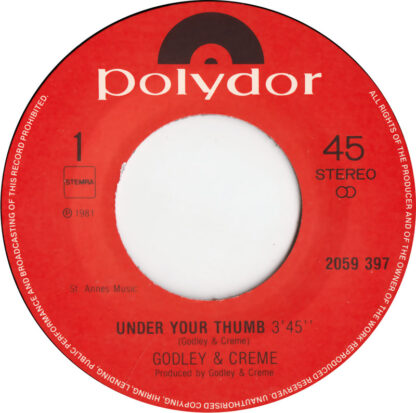 Godley & Creme ‎– Under Your Thumb (7"si NL 1981) vg+/vg+ - Image 3