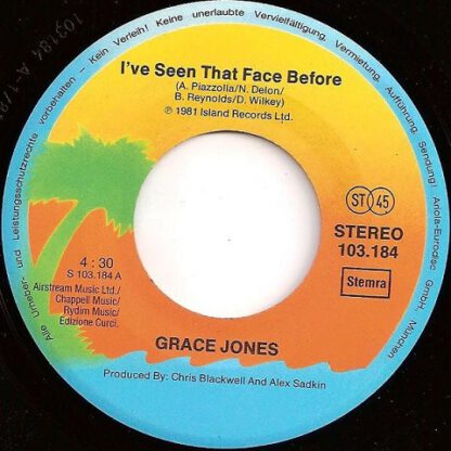 Grace Jones ‎– I've Seen That Face Before (7"si Germany 1981) vg+/vg+ - Image 2