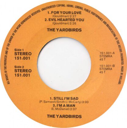Yardbirds ‎– For Your Love / Evil Hearted You / Still I'm Sad / I'm a Man (7"EP NL 1974 re-release) - Image 4