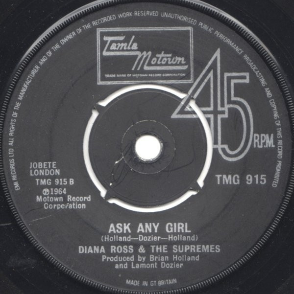Diana Ross & The Supremes – Baby Love (7"si UK 1974 reissue) - Image 2