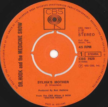 Dr. Hook and The Medicine Show ‎– Sylvia's Mother (7"si NL 1972) nm-/vg++ - Image 3