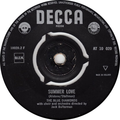 The Blue Diamonds ‎– Sukiyaki / Summer Love (7"si NL 1963) - Image 4