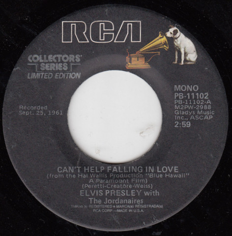 Elvis Presley – Can't Help Falling In Love / Rock-a-Hula Baby (7"si US 1977) Collectors' Series - Limited Edition nm/nm - Image 2