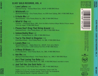 Elvis Presley – Elvis' Gold Records, Volume 4 (CD Germany 1991) - Image 2