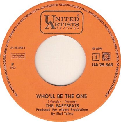 The Easybeats ‎– Who'll Be The One / Saturday Night (7"si NL 1967) - Image 3
