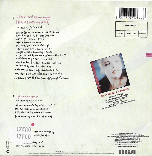 Eurythmics featuring Stevie Wonder – There Must Be An Angel (Playing With My Heart) nm/vg++ 7"si France 1985 - Image 2