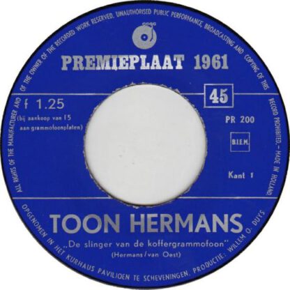 Toon Hermans / Wim Kan – Premieplaat 1961 (7"si NL 1961) - Image 3
