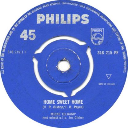 Mieke Telkamp ‎– Home Sweet Home / Whispering Hope (7"si NL 1962)