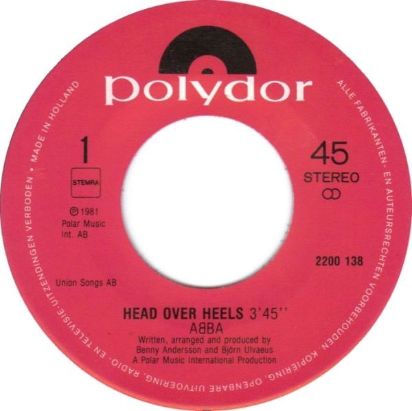 ABBA - Head Over Heels (7"si NL 1982) nm/vg++ - Image 2