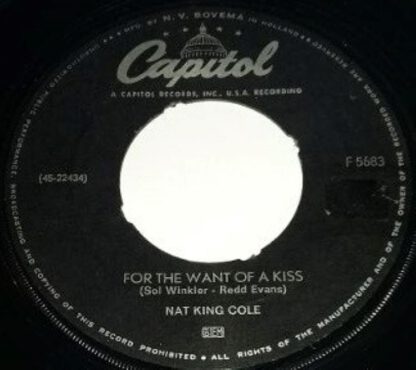 Nat 'King' Cole ‎– Let Me Tell You, Babe / For the Want of a Kiss (7"si NL 1966)  vg++ - Image 2