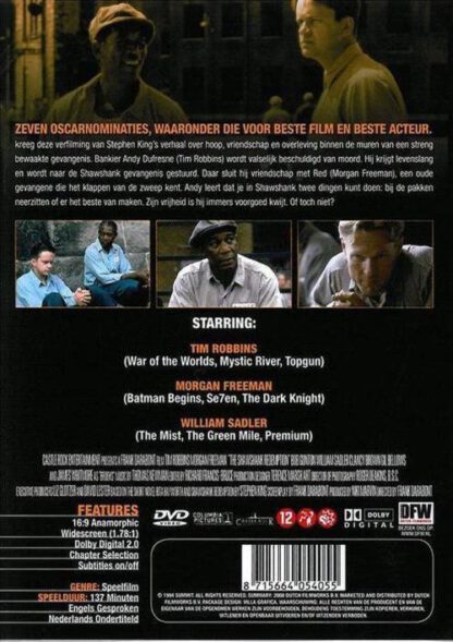 The Shawshank Redemption (DVD NL 1994) starring Tim Robbins / Morgan Freeman nm/nm - Image 2