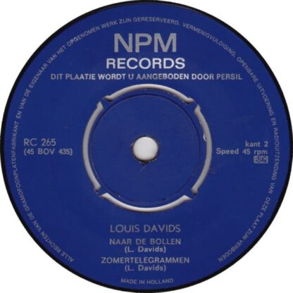 Louis Davids ‎– Wat een Meisje Weten Moet... (7"EP NL 1970) Promotie-plaatje van Persil vg+ - Image 2