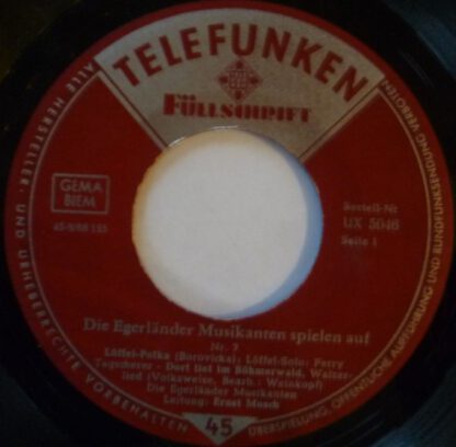 Egerländer Musikanten ‎– Egerländer Musikanten Spielen Auf! Folge 7 (7"EP Germany 1961) vg