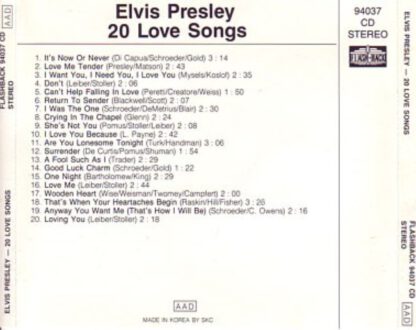 Elvis Presley ‎– 20 Love Songs (CD South Korea 1987) nm-/nm - Image 2
