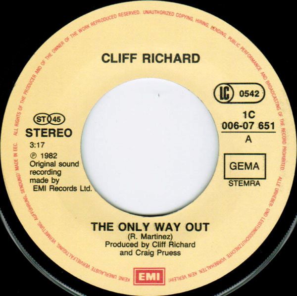 Cliff Richard – The Only Way Out (7"si Germany 1982) nm/vg+ - Image 3