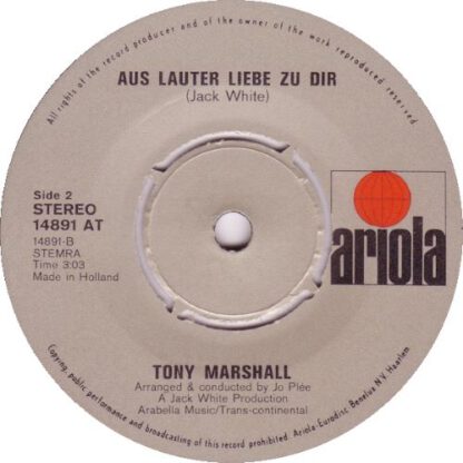 Tony Marshall ‎– Schöne Maid  (7"si NL 1971) vg - Image 2