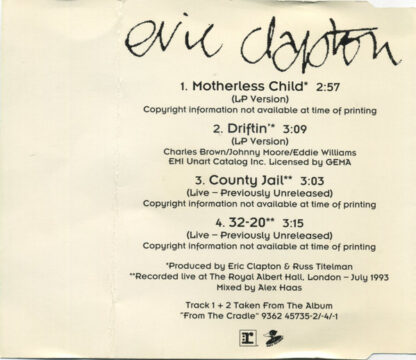 Eric Clapton ‎– Motherless Child (CD-maxi si Germany 1994) nm/nm - Image 2