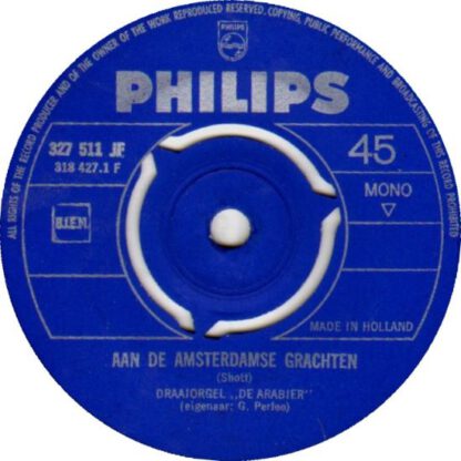 Draaiorgel "De Arabier" ‎– Souvenirs: Aan de Amsterdamse Grachten (7"si NL 1963) vg+/vg+ - Image 3