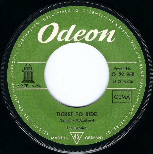 The Beatles - Ticket to Ride / Yes It Is (7"si Germany 1965) vg