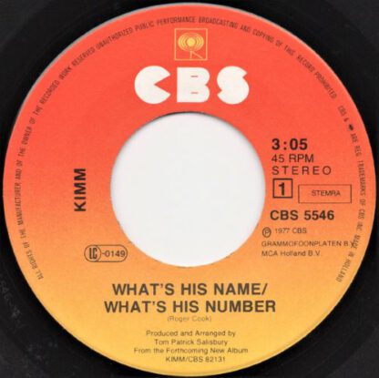 Kimm (Hekker) ‎– What's His Name What's His Number (7"si NL 1976) nm/vg++ - Image 2
