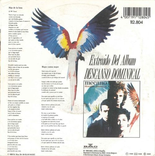 Mecano – Hijo de la Luna (7"si Belgium 1988) nm/nm - Image 2